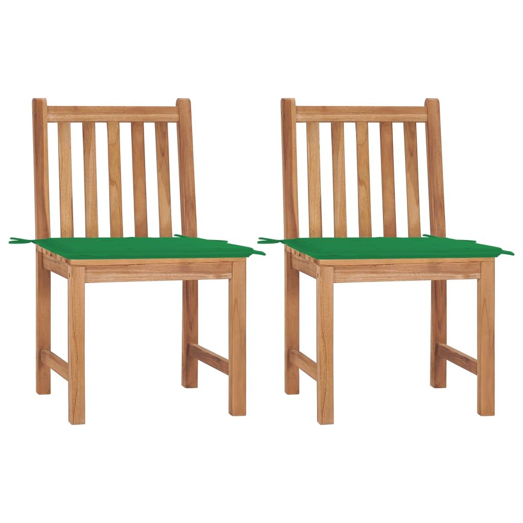 vidaXL Patio Chairs 2 pcs with Cushions Solid Teak Wood
