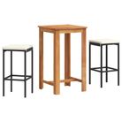 vidaXL 3 Piece Patio Bar Set Black Solid Wood Acacia and Poly Rattan