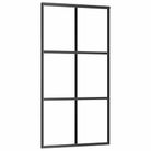 vidaXL Sliding Door ESG Glass and Aluminum 40.2"x80.7" Black