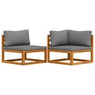 vidaXL 2 Piece Sofa Set with Dark Grey Cushions Solid Acacia Wood