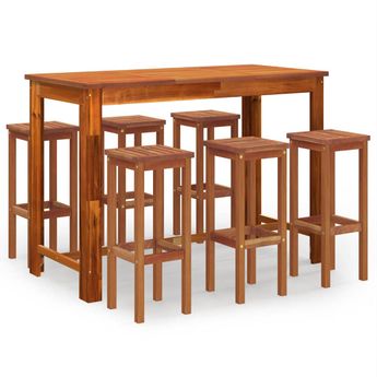 vidaXL 7 Piece Patio Bar Set Solid Wood Acacia