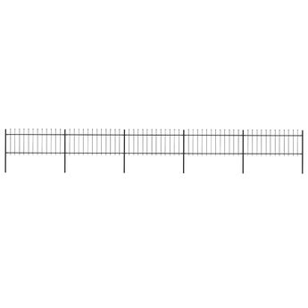 vidaXL Garden Fence with Spear Top Steel 892.5x80 cm Black