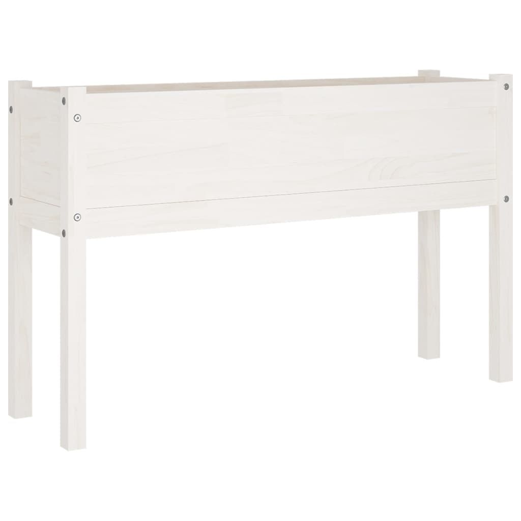 vidaXL Garden Planter White 43.3"x12.2"x27.6" Solid Wood Pine