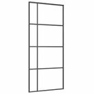 vidaXL Sliding Door Frosted ESG Glass and Aluminum 35.4"x80.7" Black