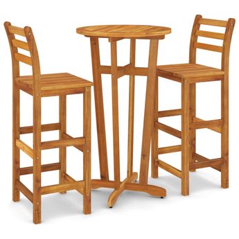 vidaXL 3 Piece Garden Bar Set Solid Wood  Acacia