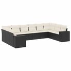 vidaXL 10 Piece Garden Sofa Set with Cushions Black Poly Rattan