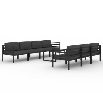 vidaXL 8 Piece Patio Lounge Set with Cushions Aluminum Anthracite