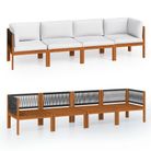 vidaXL 4-Seater Garden Sofa with Cushion Wood Acacia&Rope