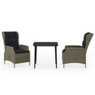 vidaXL 3 Piece Patio Dining Set Brown