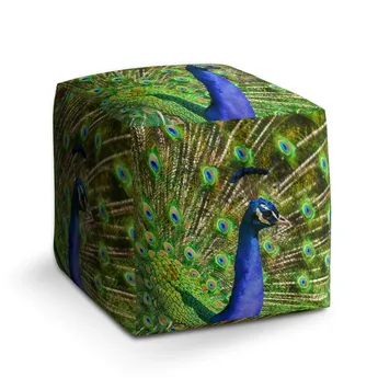 Sablio Taburet Cube Páv - 50x50x50 cm