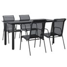 vidaXL 5 Piece Garden Dining Set Black Steel and Textilene