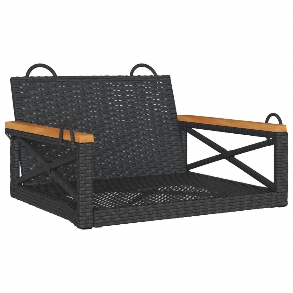 vidaXL Swing Bench Black 24.8"x24.4"x15.7" Poly Rattan