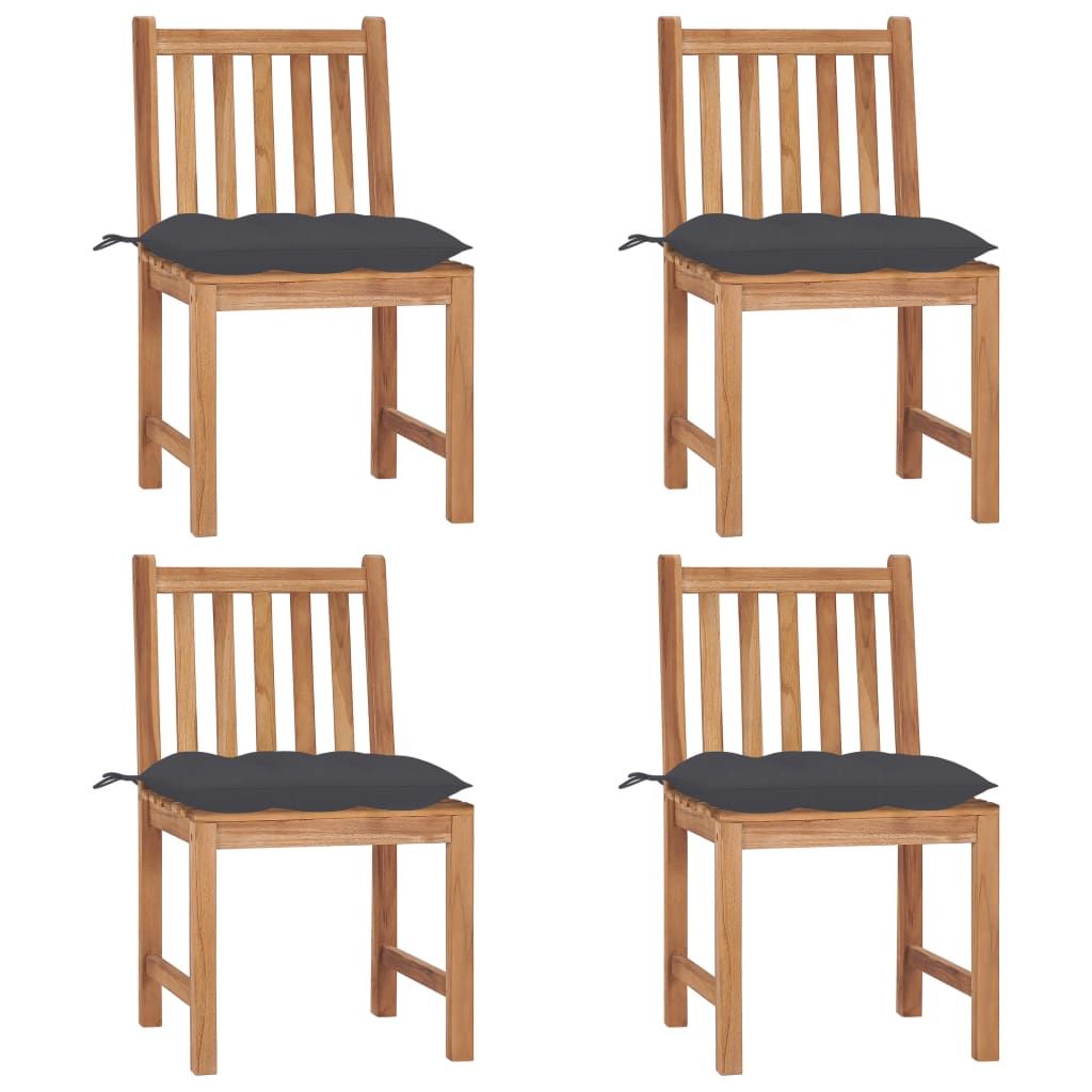 vidaXL Patio Chairs 4 pcs with Cushions Solid Teak Wood