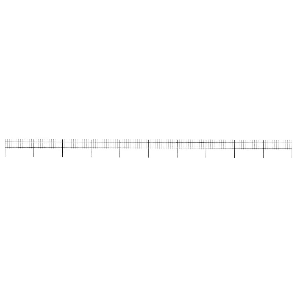 vidaXL Garden Fence with Spear Top Steel 1781.5x60 cm Black