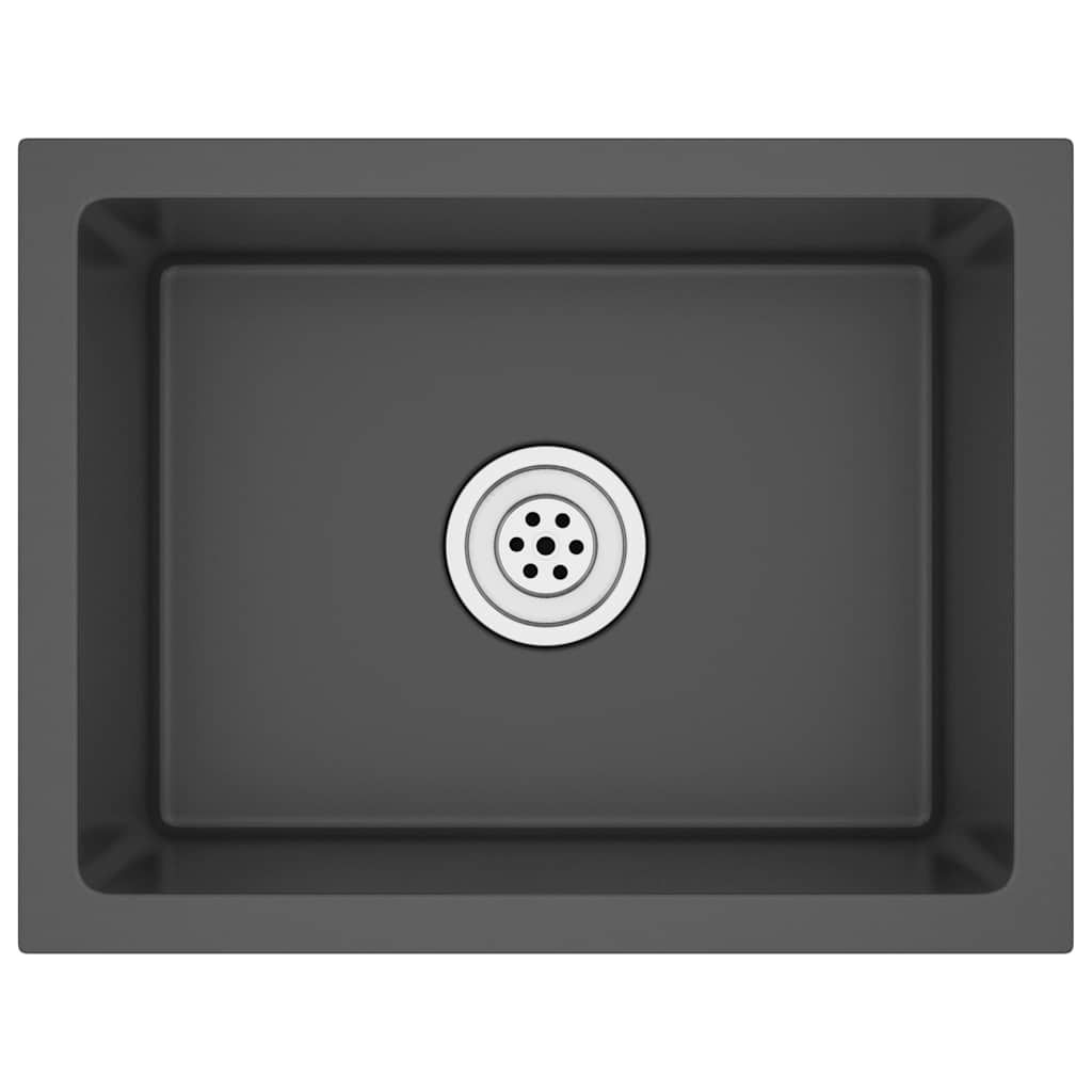 vidaXL Handmade Kitchen Sink Black Stainless Steel