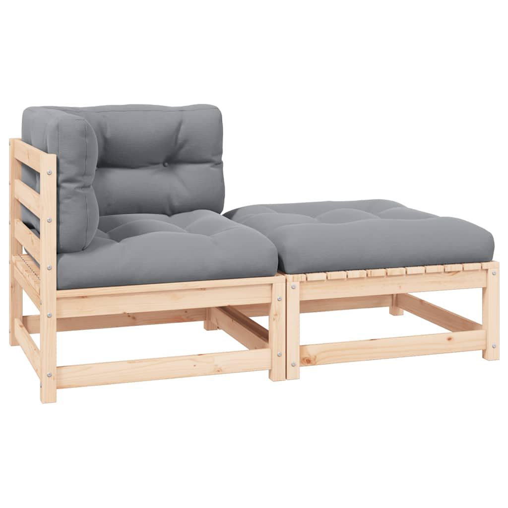 vidaXL 2 Piece Garden Lounge Set with Cushions Solid Wood Pine