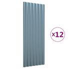 vidaXL Roof Panels 12 pcs Galvanised Steel Grey 100x36 cm