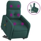 vidaXL Stand up Massage Recliner Chair Dark Green Fabric