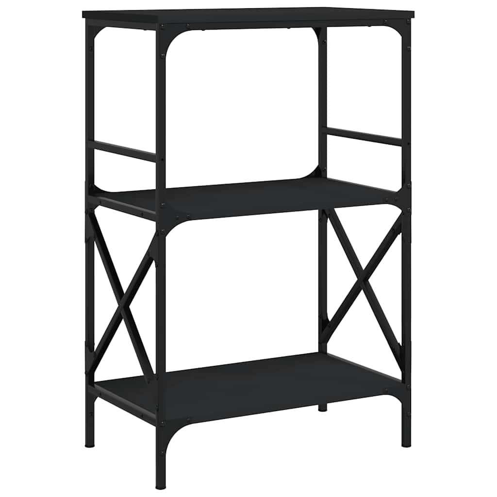 vidaXL Bookcase 3-Tier Black 23.2"x13.8"x35.6" Engineered Wood