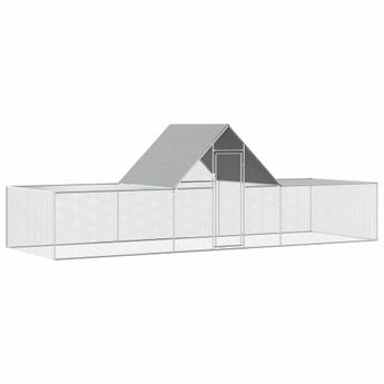 vidaXL Chicken Coop 19.7'x6.6'x6.6' Galvanized Steel