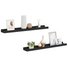 vidaXL Picture Frame Ledge Shelves 2 pcs Black 23.6"x3.5"x1.2" MDF