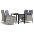 vidaXL 5 Piece Garden Dining Set with Cushions Grey and Black