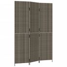 vidaXL Room Divider 3 Panels Gray Poly Rattan