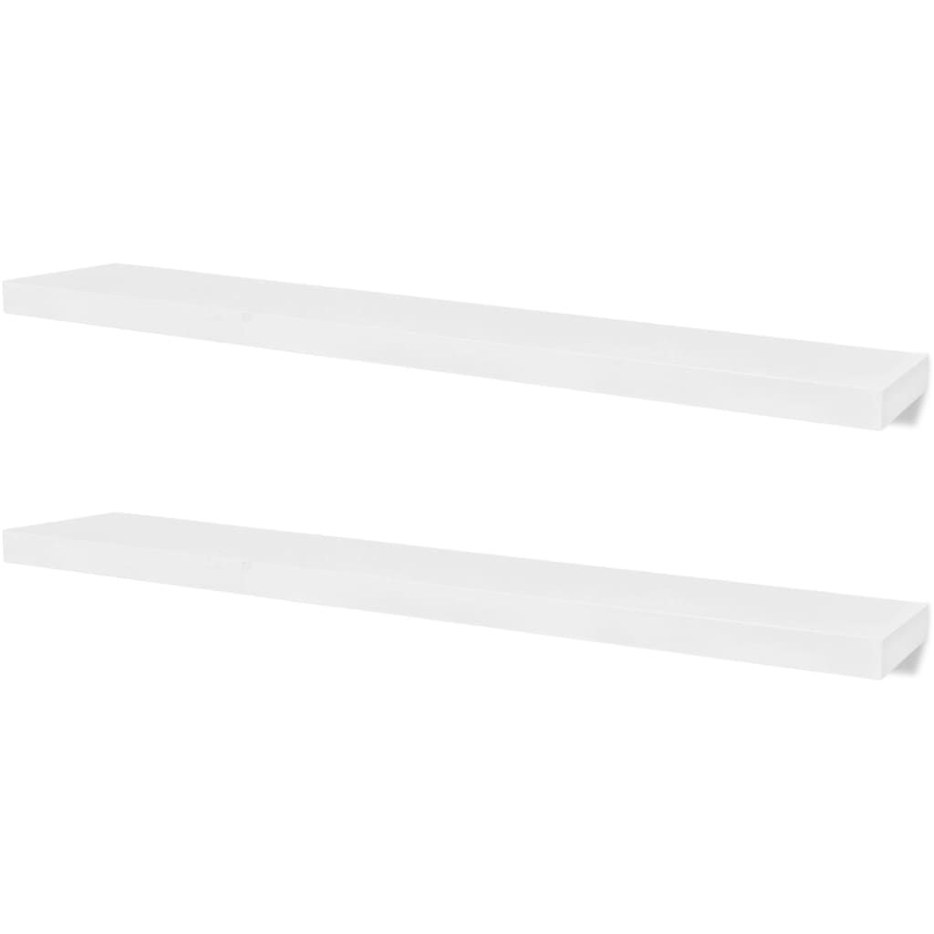 vidaXL 2 White MDF Floating Wall Display Shelves Book/DVD Storage