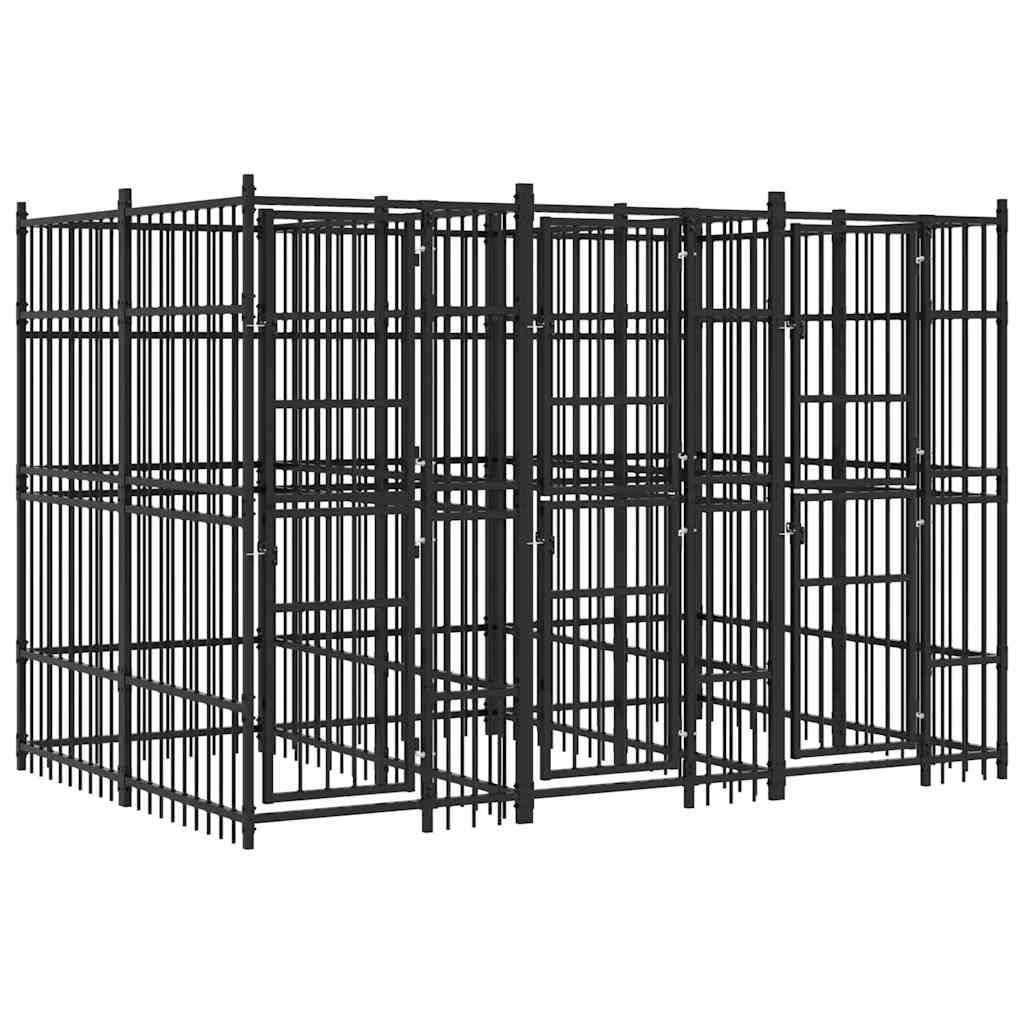 vidaXL Outdoor Dog Kennel Steel 79.3 ftÂ²