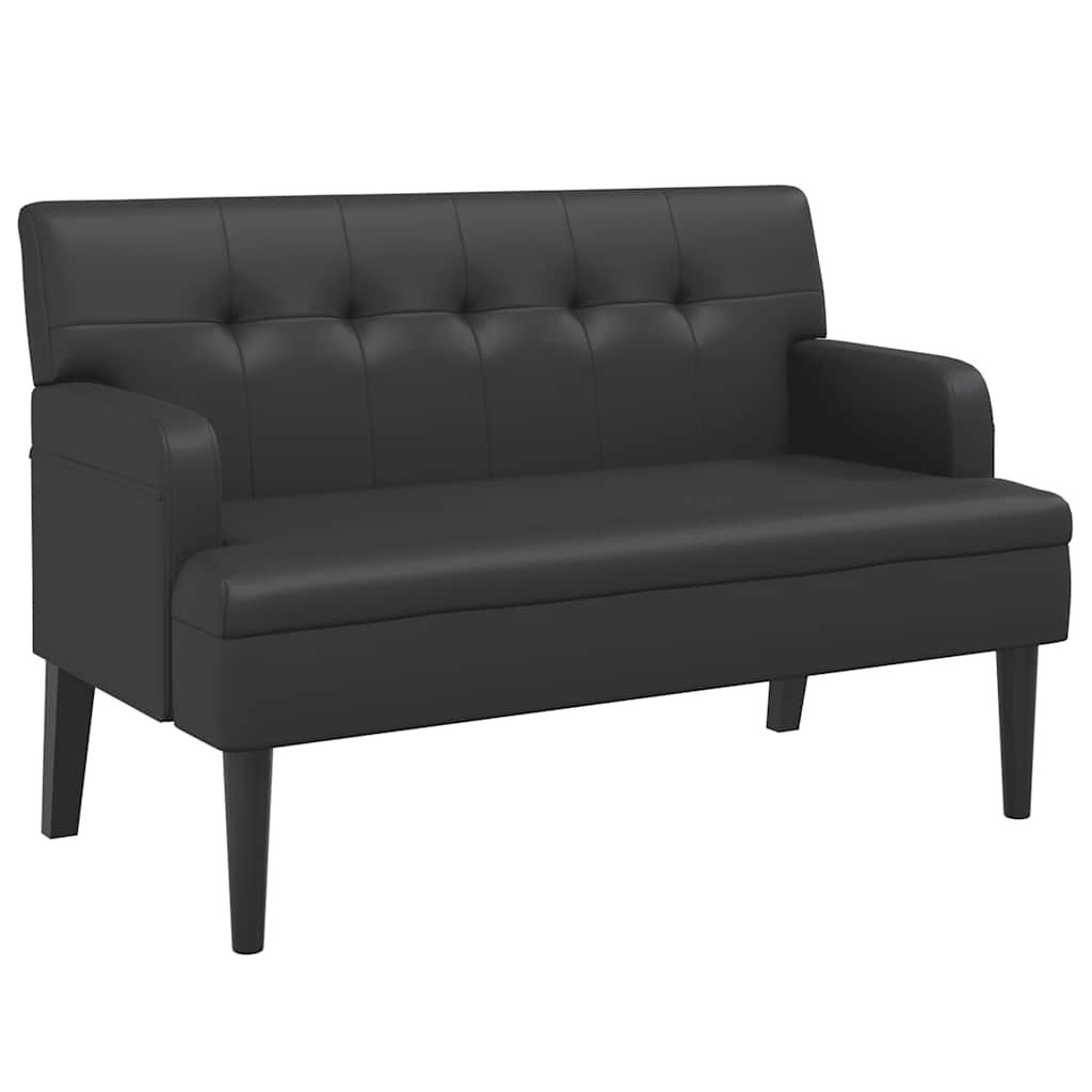 vidaXL Bench with Backrest Black 44.1x25.8x29.5" Faux Leather