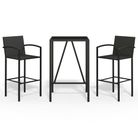 vidaXL 3 Piece Garden Bar Set Black Poly Rattan
