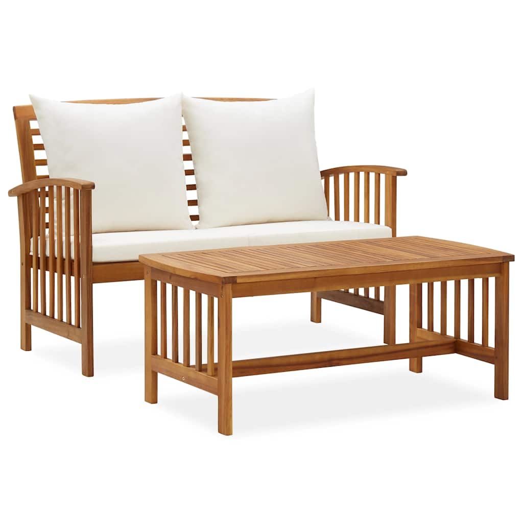 vidaXL 2 Piece Garden Lounge Set with Cushions Solid Acacia Wood