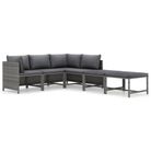 vidaXL 6 Piece Garden Lounge Set with Cushions Poly Rattan Grey