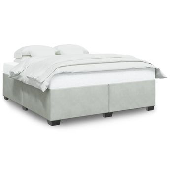 vidaXL Bed Frame without Mattress Light Grey King Velvet