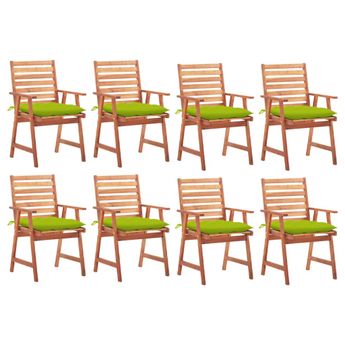 vidaXL Outdoor Dining Chairs 8 pcs with Cushions Solid Acacia Wood