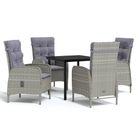 vidaXL 5 Piece Garden Dining Set with Cushions Grey and Black