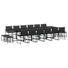vidaXL 17 Piece Patio Dining Set with Cushions Black Textilene