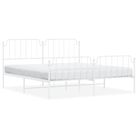 vidaXL Metal Bed Frame without Mattress with Footboard White 183x213cm