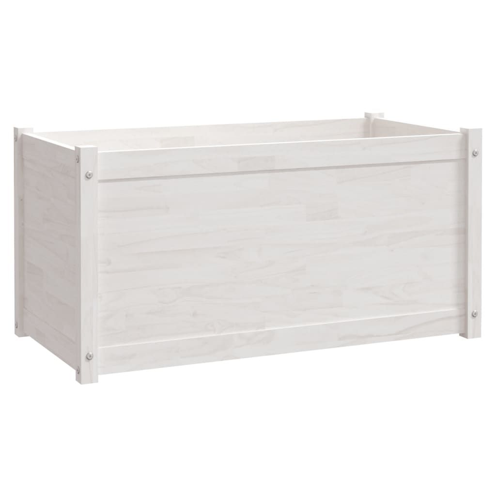 vidaXL Garden Planter White 39.4"x19.7"x19.7" Solid Wood Pine