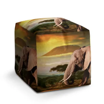 Sablio Taburet Cube Slon z profilu - 60x60x60 cm
