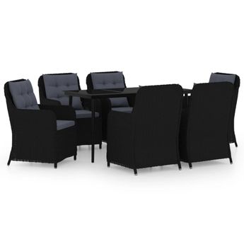 vidaXL 7 Piece Patio Dining Set Black