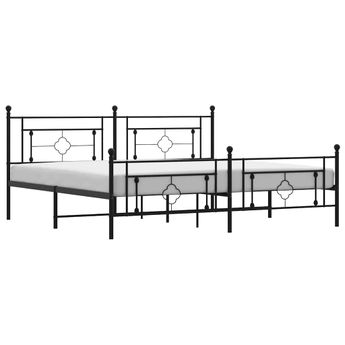 vidaXL Metal Bed Frame without Mattress with Footboard Black 193x203cm