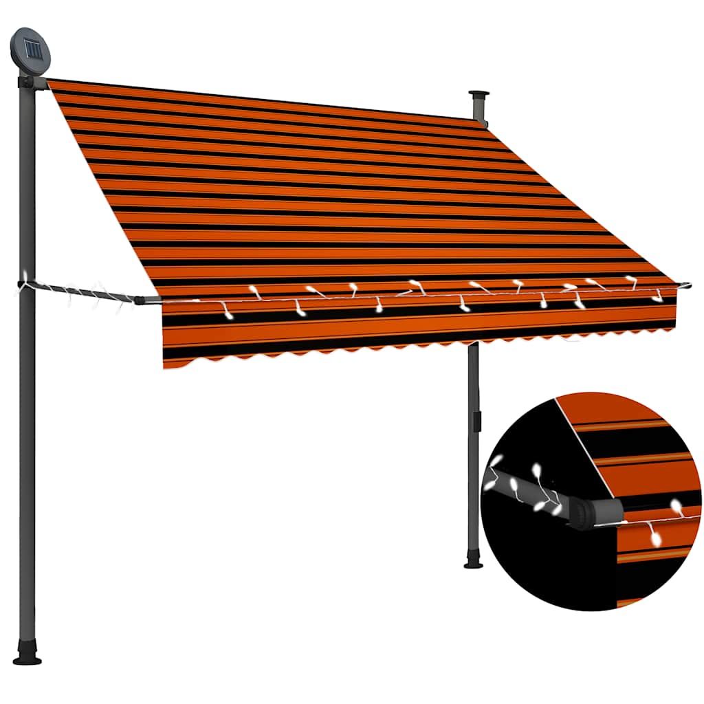 vidaXL Manual Retractable Awning with LED 78.7" Orange and Brown