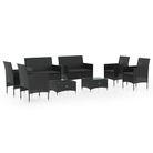 vidaXL 8 Piece Patio Lounge Set with Cushions Poly Rattan Black