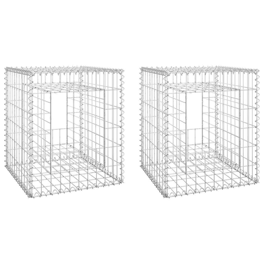 vidaXL Gabion Basket Posts 2 pcs 50x50x60 cm Iron