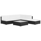 vidaXL 6 Piece Patio Lounge Set with Cushions Poly Rattan Black
