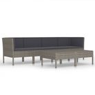 vidaXL 6 Piece Garden Lounge Set with Cushions Poly Rattan Grey