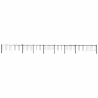 vidaXL Garden Fence with Hoop Top Steel 1603.5x100 cm Black
