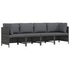 vidaXL 4-Seater Patio Sofa with Cushions Gray Poly Rattan