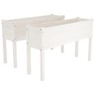 vidaXL Garden Planters 2 pcs White 43.3"x12.2"x27.6" Solid Wood Pine